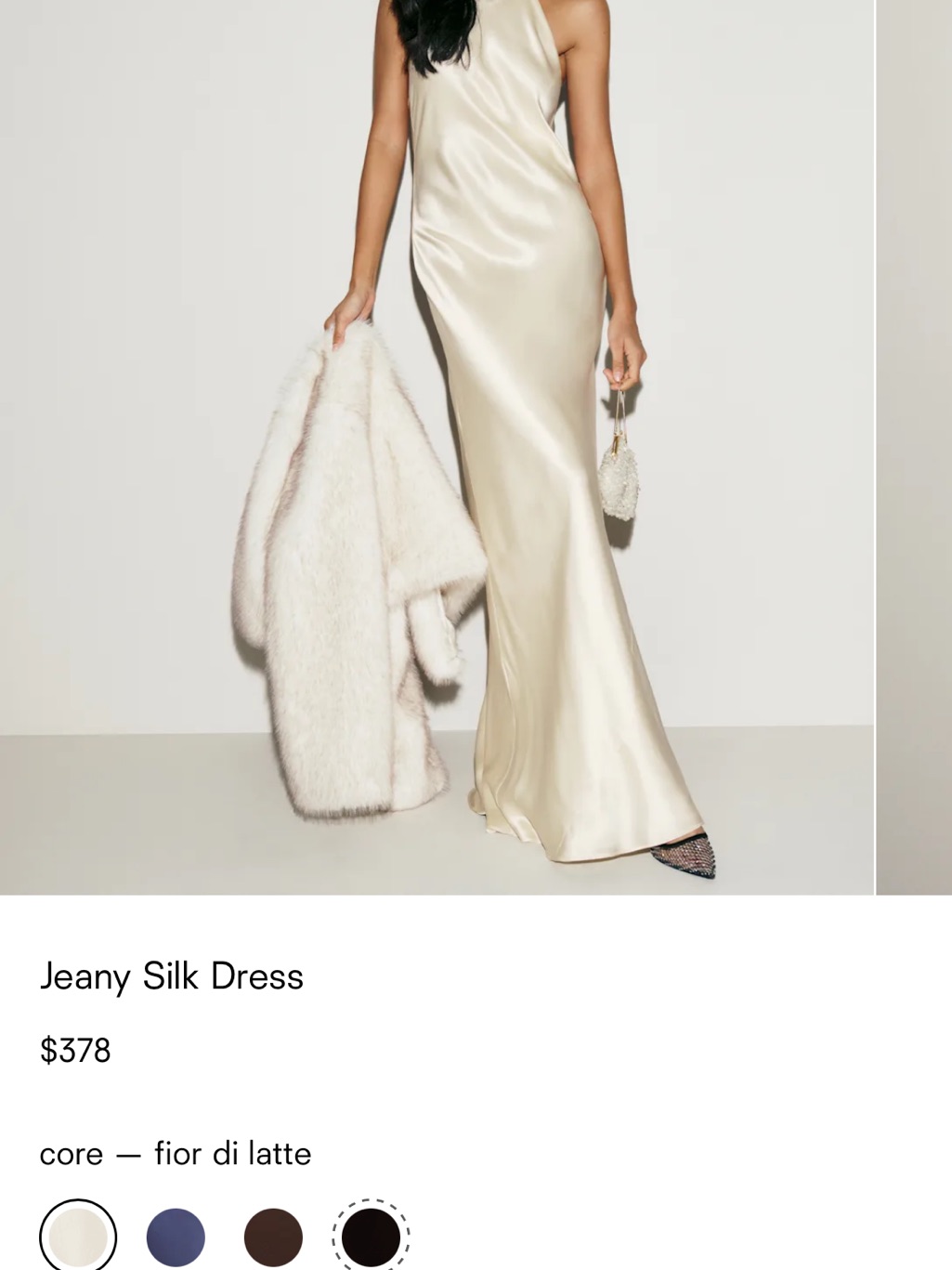 Reformation Silk Backless Gown In Fior Di Latte